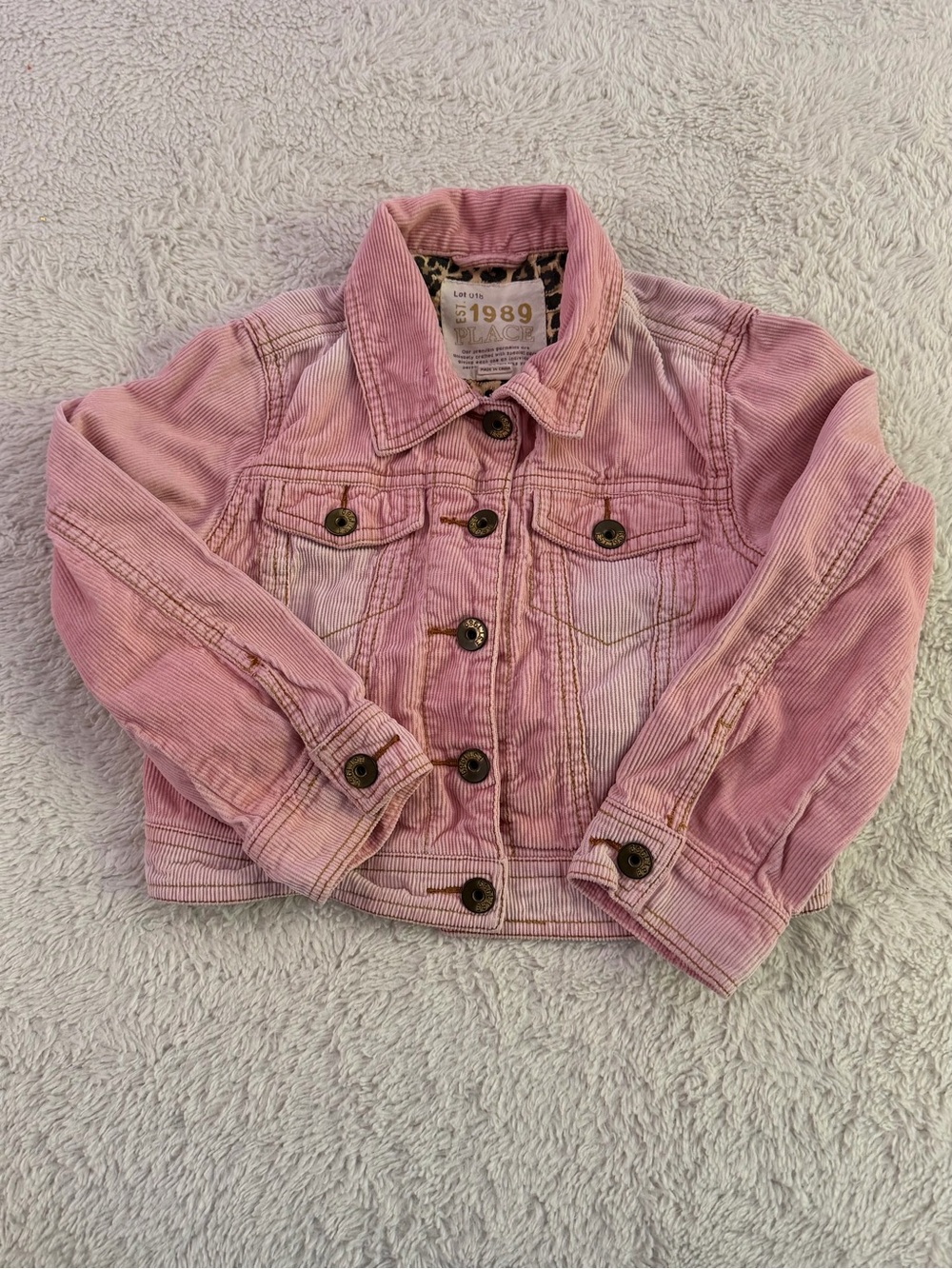 Place Pink Corduroy Jacket for Kids with Button Front